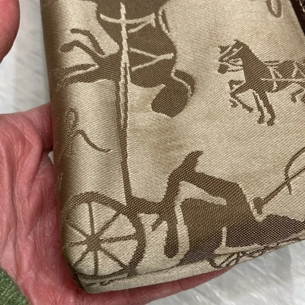 Coach carriage brown wristlet bag